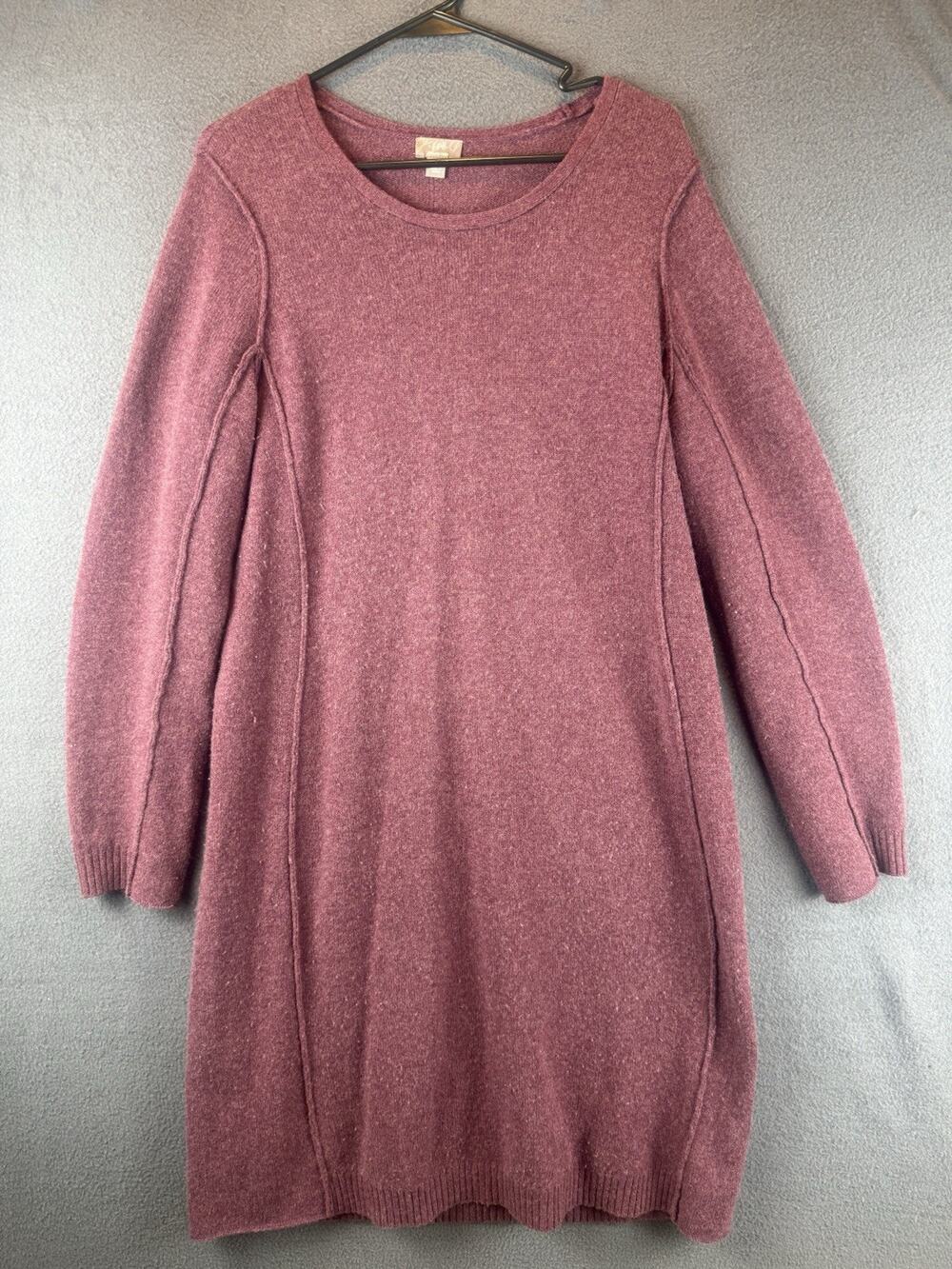 JJill Italian Yarn Women's Dress Wool Cashmere Burgundy Long Sleeves Size L Tall